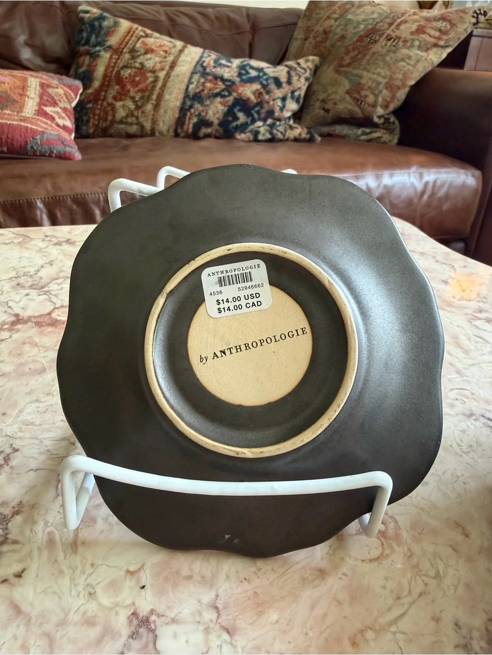 Anthropologie Matte Black Scalloped Ceramic Place Setting - 4 Piece
